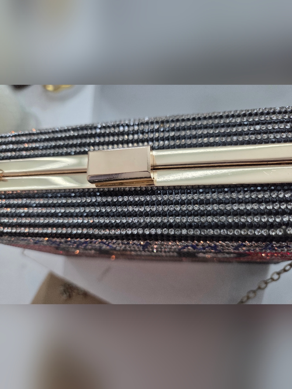 Amazon Rhinestone Cassette Clutch in Black, Red, Blue, Gold, Silver - Picture 2 of 3
